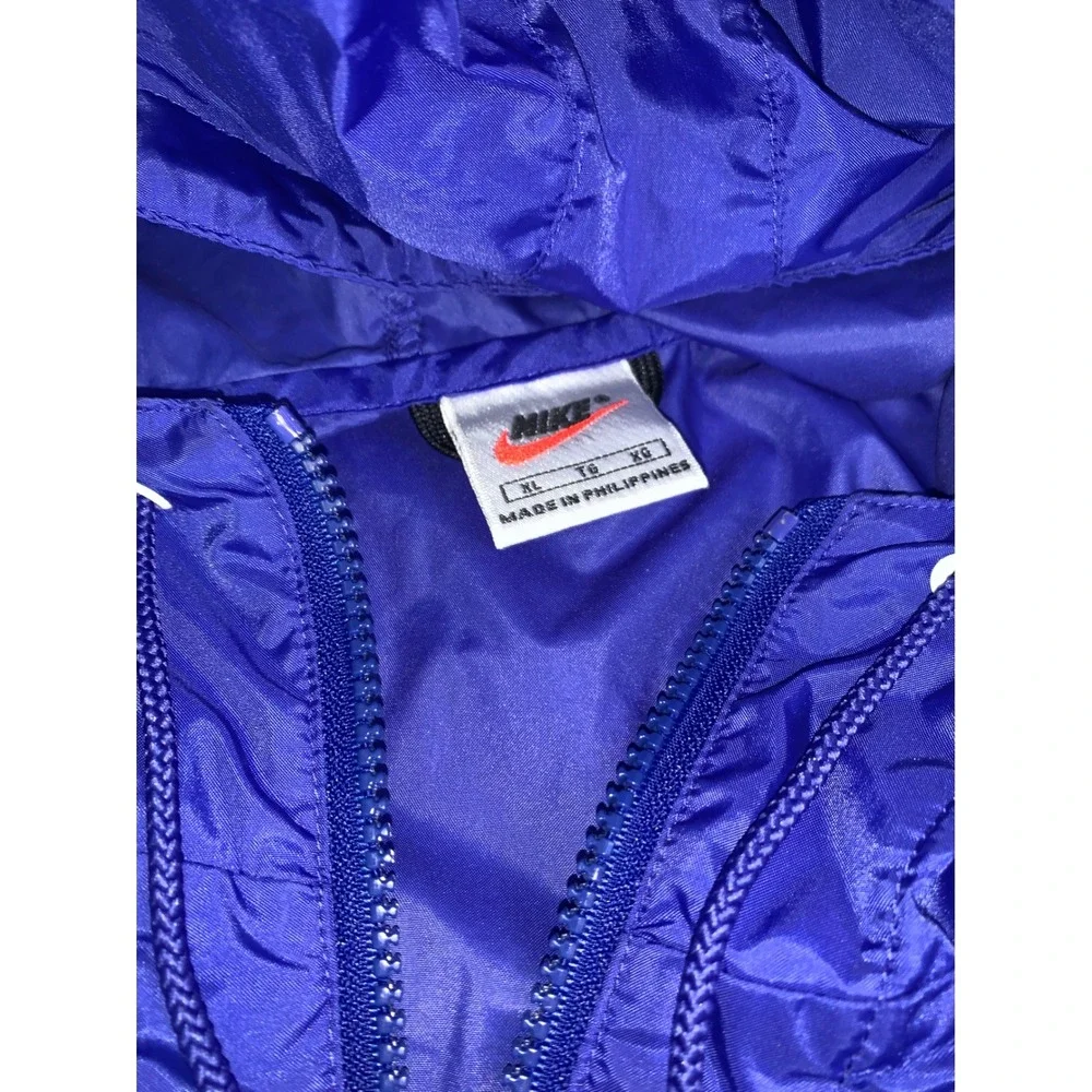 Vintage 90s Nike Windbreaker‎ Jacket XL Blue White Grey Colorblock Half Zip Hood